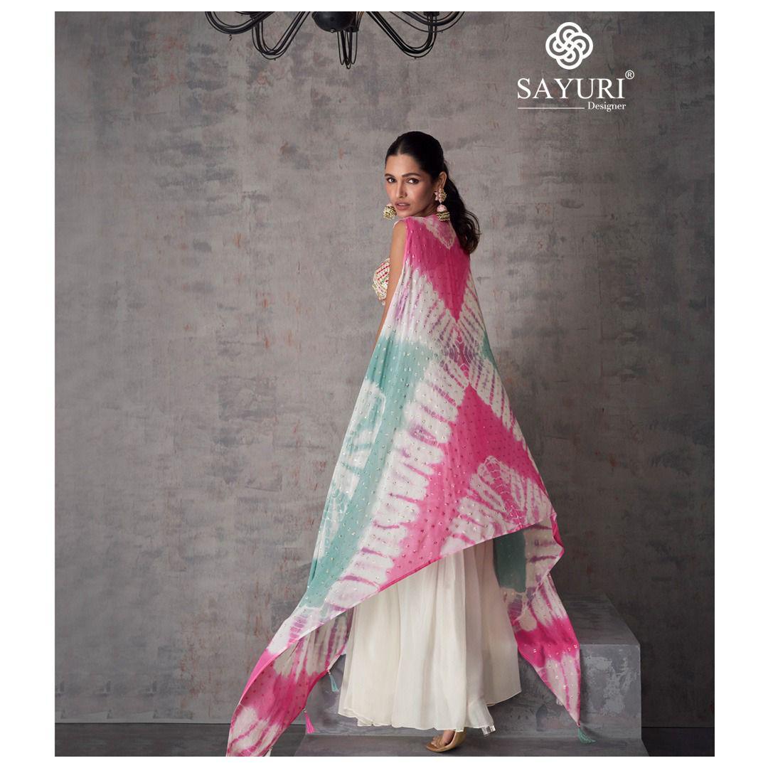 Kashvi By Sayuri Real Georgette Party Wear Indo Western Lehenga Wholesale Shop In Surat
